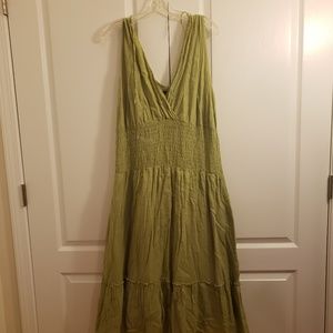 maxi dress needs to be layered under a camo jacket